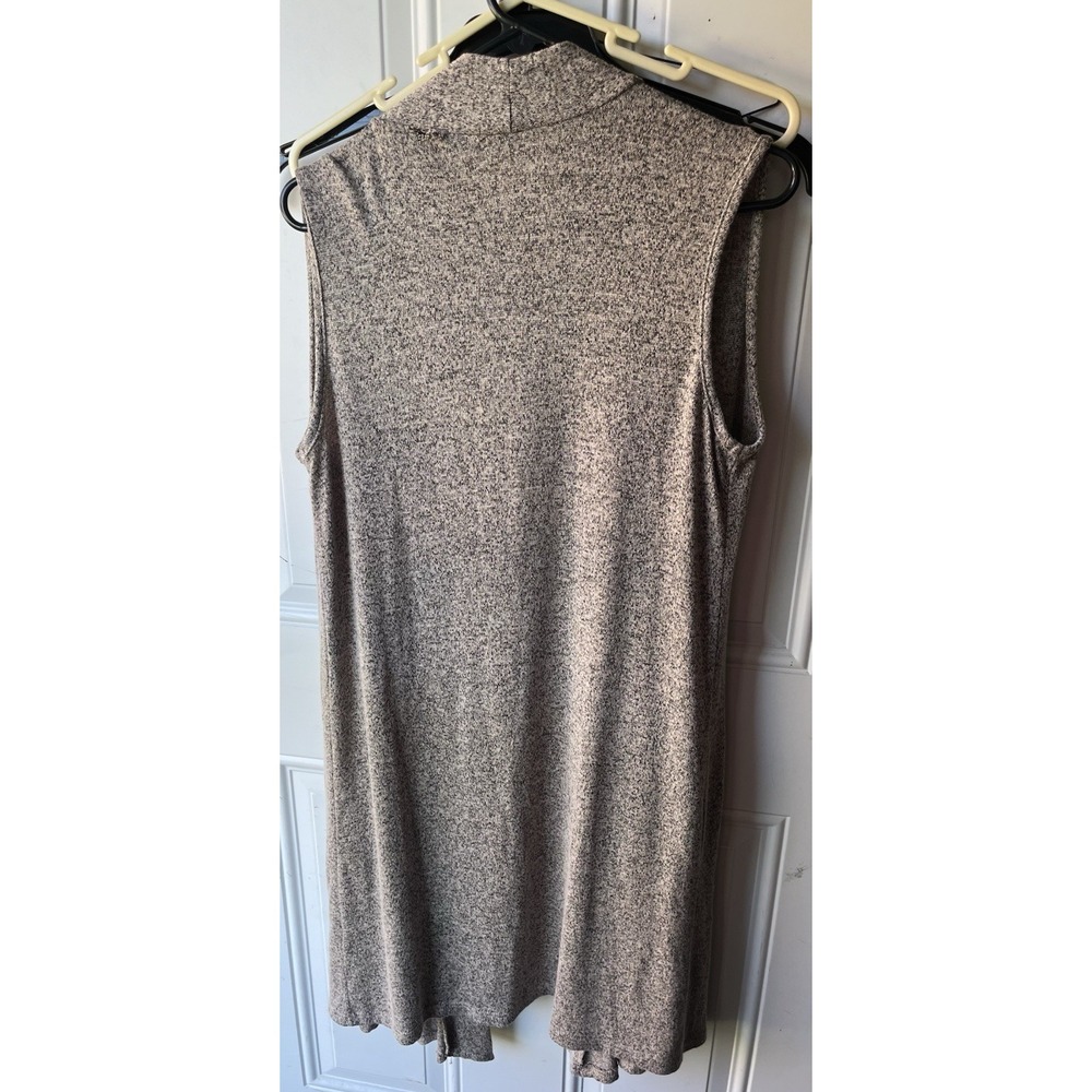 Tiffany & Grey Large Long Duster Vest Marled Knit Open Front Sleeveless Pockets - Picture 5 of 7